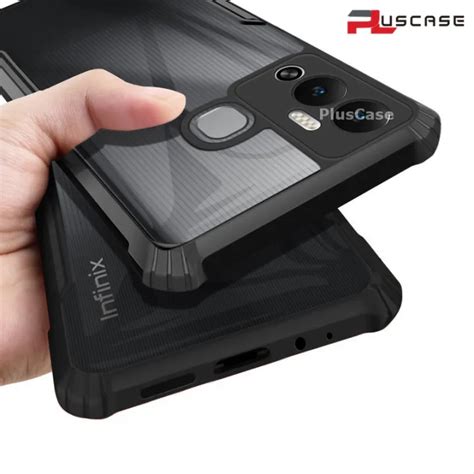 PlusCase For Infinix Hot Play Case Air Cushion Hard Crystal Clear Back Soft Border Shockproof