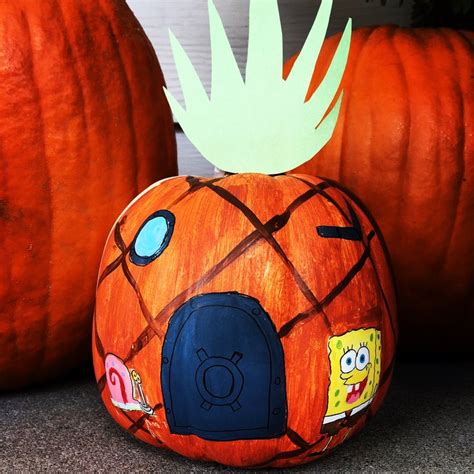 Spongebob Square Pants Hand Painted Pumpkin Halloween Nickelodeon