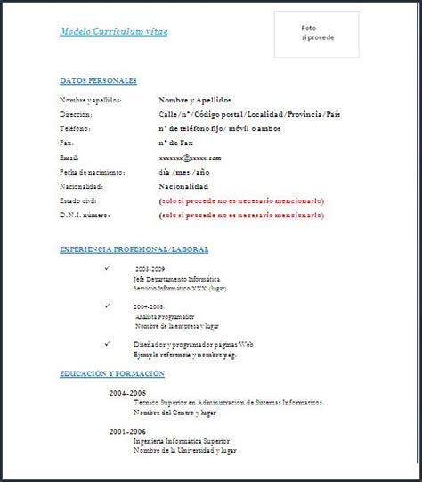 Modelo De Curriculum Vitae Simple En Word - Modelo de Curriculum Vitae ... 