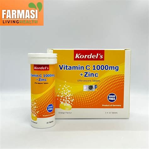 Kordel S Vitamin C 1000mg Zinc Orange Flavour 30 Effervescent Tablets Shopee Malaysia