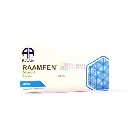 RAAMFEN DIFENIDOL 25 MG 30 TAB Farmacia Del Niño FARMACIA ONLINE