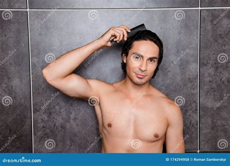 Athletic Naked Man Climbed Up Rocky Hill Shirtless Tourist Stock Photography Cartoondealer
