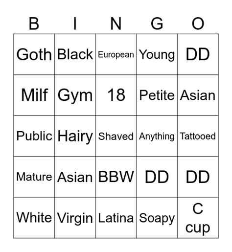 Nude Bingo Card