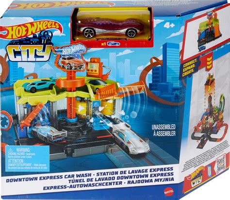 Hot Wheels City Pista de Brinquedo Lava Rápido da Cidade Carrinho em Escala Para