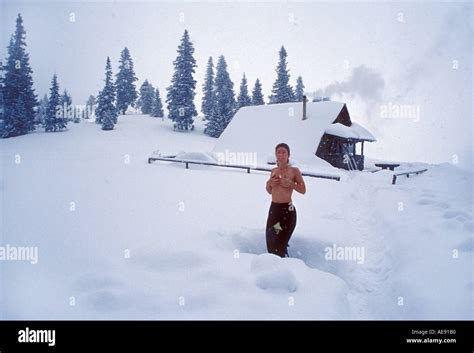 Naked Girl In Winter Slovakia Stock Photo Alamy