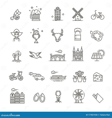 Dutch Culture Icons Freehand Cartoon Vector | CartoonDealer.com #96640921