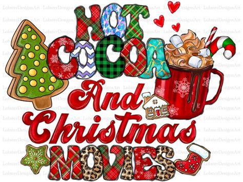 Hot Cocoa And Christmas Movies Png Merry Christmas Western Etsy
