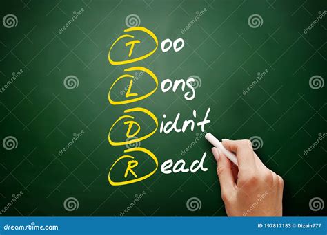 Tldr Too Long Didn`t Read Acronym Stock Image Image Of Business