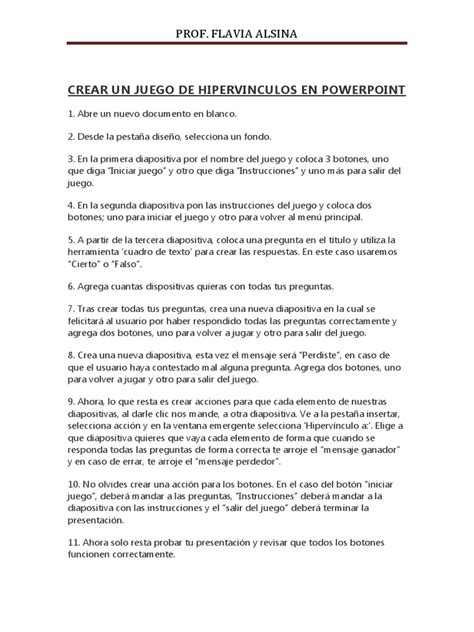 Crear Un Juego De Hipervinculos En Powerpoint Pdf