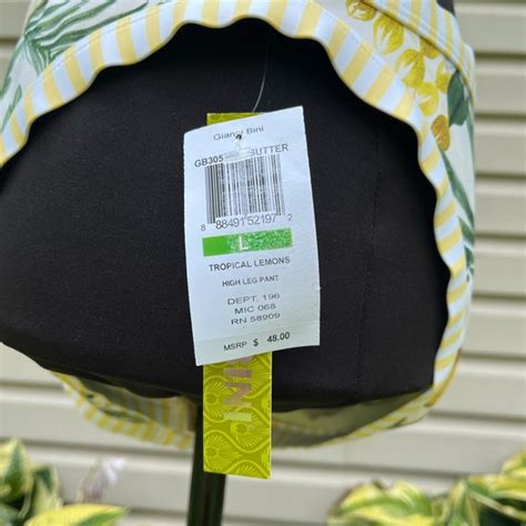 Gianni Bini Swim Nwt Gianni Bini Lemon Print Striped Ruffle Bikini Swimsuit Bathing Suit