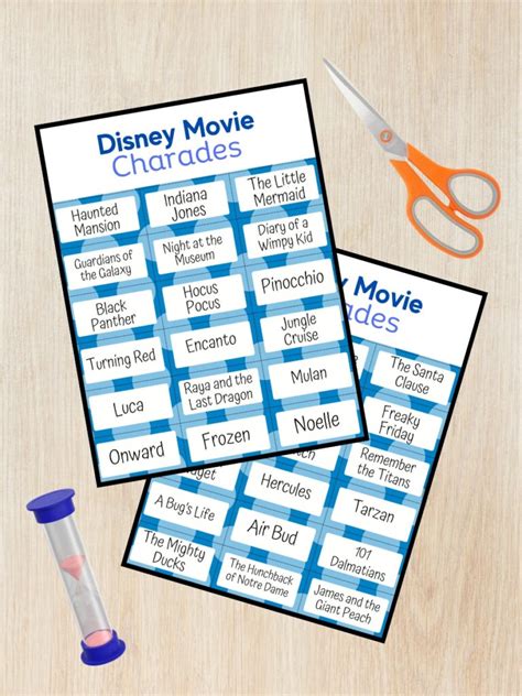 Disney Movie Charades Printable Game for Kids | 85 Movie Titles