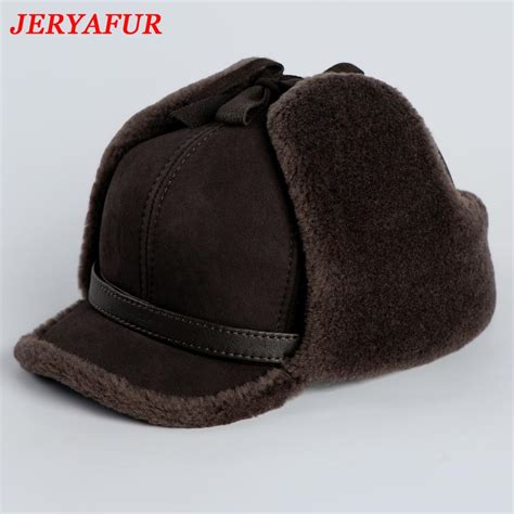 Купить JERYAFUR Высокое качество 2023, зимняя кожаная шапка, мужская ...