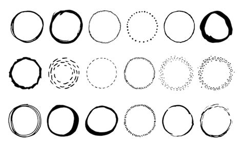 premium vector hand drawn black ink circle set