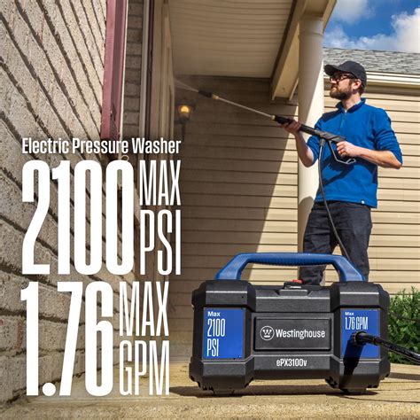 Westinghouse EPX3100v Electric Pressure Washer 2100 Max PSI 1 76 Max