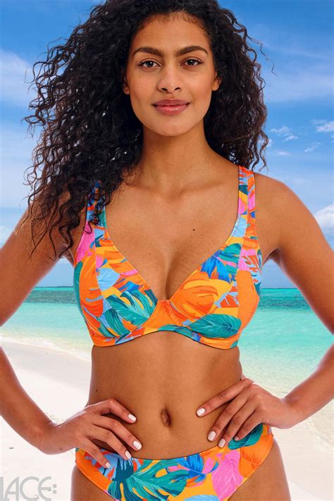 Freya Swim Aloha Coast Halter Bikini Top G M Cup ZEST Lace Lingerie