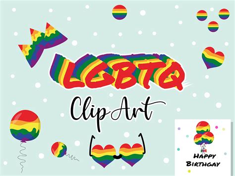 INSTANT DOWNLAOD Printable Gay Pride Colorful Clipart 42 PNG Files Gay Pride Clip Art Icons