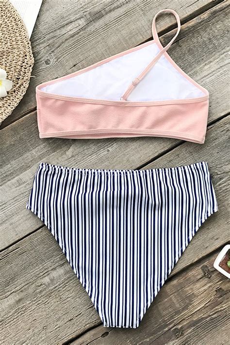 Rosa Weiß und Blau High Waist Bikini Cupshe Deutschland