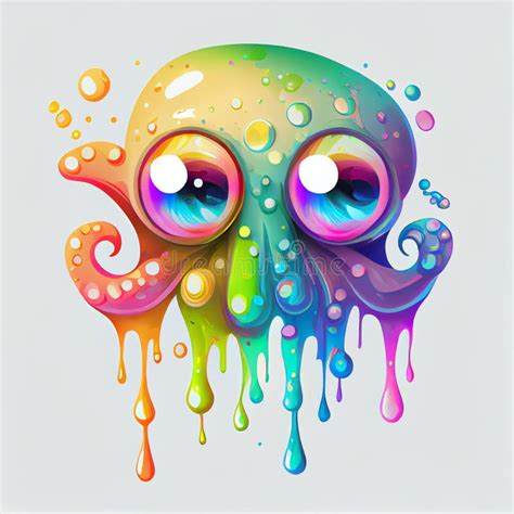 Surreal Octopus With Dripping Paints Generative Ai Stock Illustration