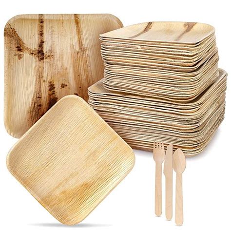 Palm Leaf Plates And Cutlery Pc Disposable Eco Friendly