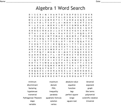 Pre Algebra Word Search Wordmint Word Search Printable