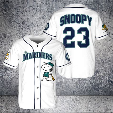 Seattle Mariners Peanuts Snoopy Jersey White Scesy