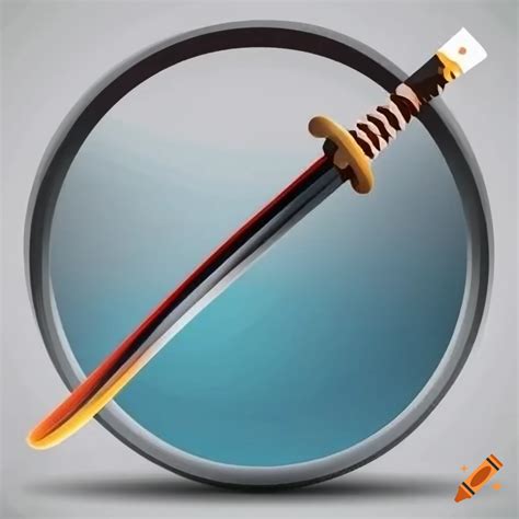 Round Icon Of Katana On White Background On Craiyon