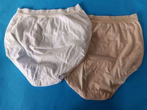 Vtg JC Penney Adonna Panties Briefs Sz Nude White Cotton Lace Trim Pair EBay