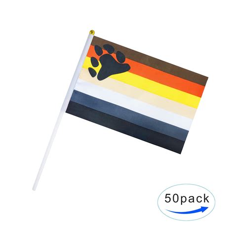 Lovevc Pack Male Bear Gay Pride Flag Small Mini Lgbt Rainbow Stick Flags Gay Rainbow Pride