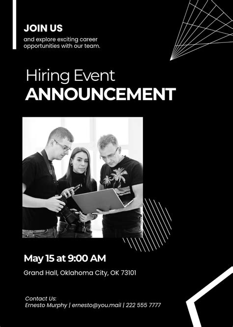 Free Hiring Event Announcement Invitation Template to Edit Online
