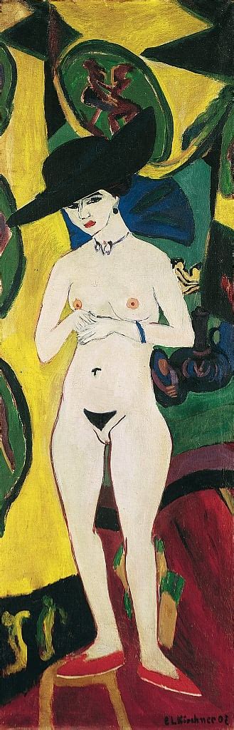 Nu Debout Avec Chapeau Ernst Ludwig Kirchner