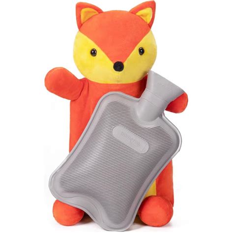 HomeTop Premium Classic Rubber Hot And Cold Water Bottle With Cute Stuffed Fox Cover 2L Red