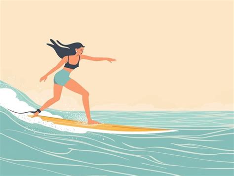 Surfista En Bikini Montando Una Ola En Una Tabla De Surf Generativa Ai Imagen Premium Generada