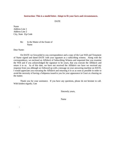 sample letter witness  template pdffiller