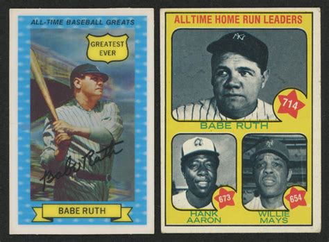 Lot Of 2 Baseball Cards With 1972 Kellogg S ATG 6 Babe Ruth 1973 Topps 1 Babe Ruth 714