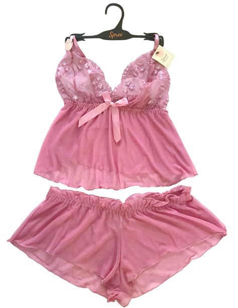 Nwt Spree Sheer Mesh Camisole And Shorts Sexy Lingerie Sleep Set S M L Xl Ebay