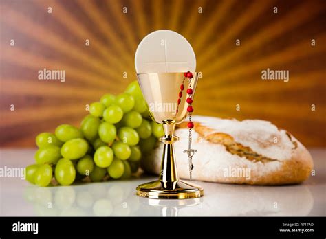 Holy Communion Bread Wine For Christianity Religion Stock Photo Alamy