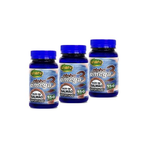 Kit 3 Ômega 3 Alpha Óleo De Salmão 1200mg Unilife 150 Cápsulas em