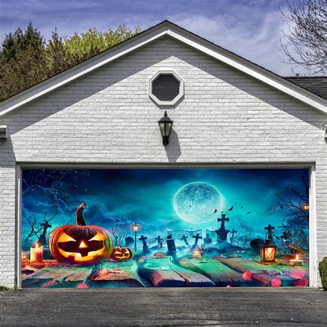 Harlier Halloween Garage Door Decorations Spooky Halloween Door Cover