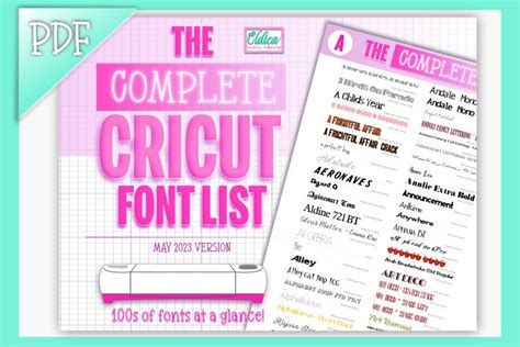 Printable Complete Cricut Font List Pdf