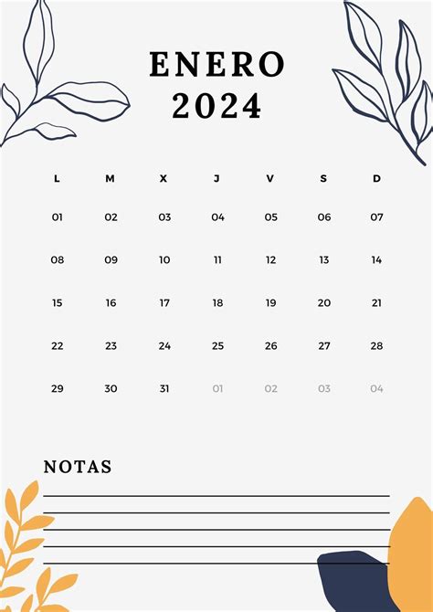 Calendario Documento A Mensual Anual Imprimible Minimal Blanco