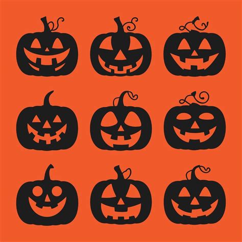 A Set Of Halloween Pumpkins Silhouette 46156360 Vector Art At Vecteezy