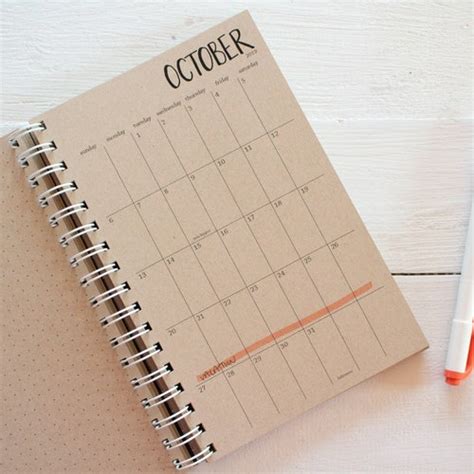 Year Small Kraft Monthly Spiral Planner Start Any Month Etsy