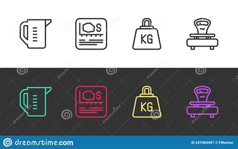 Measurement Of Weight Objects Such As Measurement Of Mass Weighing Scale Vector Illustration