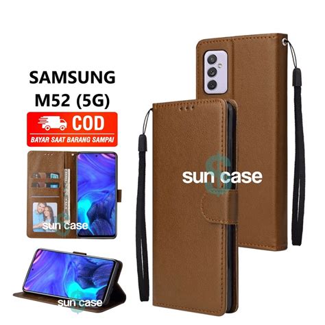 Jual Casing SAMSUNG M52 5G Model Flip Buka Tutup Case Kulit Ada