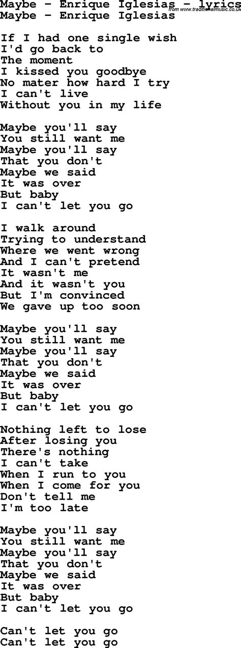 Love Song Lyrics Formaybe Enrique Iglesias