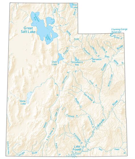 Utah State Map - Places and Landmarks - GIS Geography