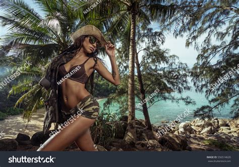 Attractive Brunette Girl Sexy Army Look Stock Photo 556514620 Shutterstock