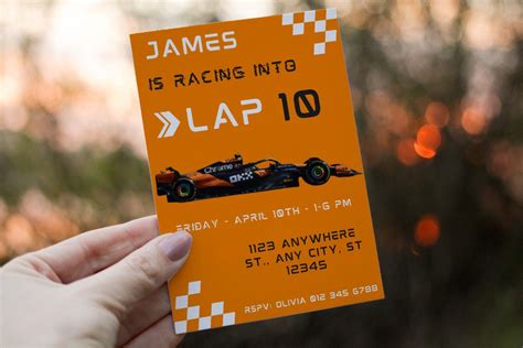 Formula 1 Birthday Invitation Mclaren Invitation F1 Party Invite