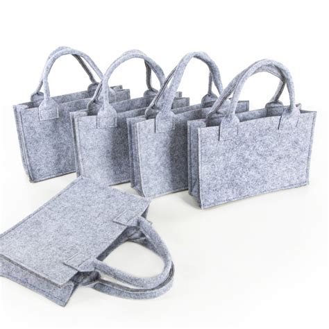 Geschenktasche Aus Filz Grau 21x14x6cm Neutral Rustikal