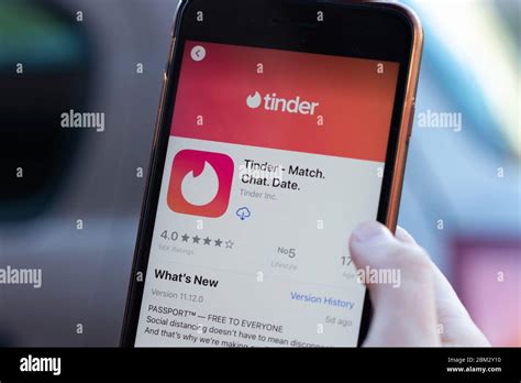 New York Usa 1 May 2020 Tinder App Logo Close Up On Phone Screen